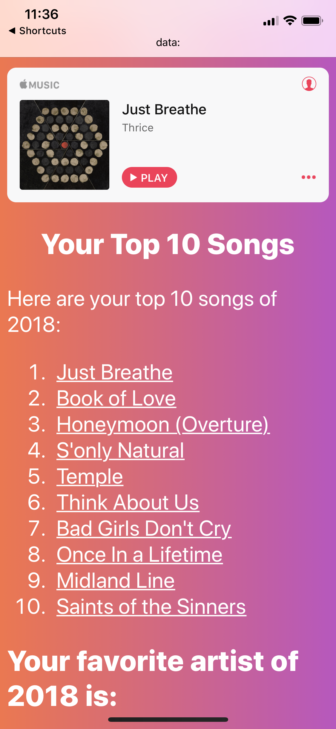 Apple Music Wrapped A Shortcut to Visualize Your Most Listened Songs